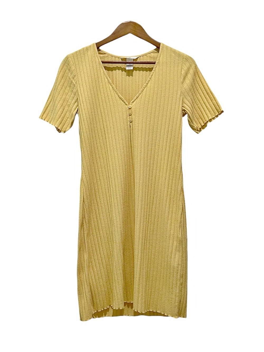 H&M Women’s Dress Yellow Terry Cloth Ribbed Size Large